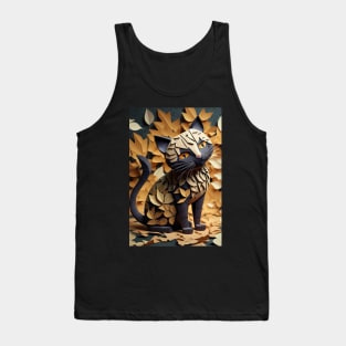 Cute Cat Portrait Paper Art Style Tank Top